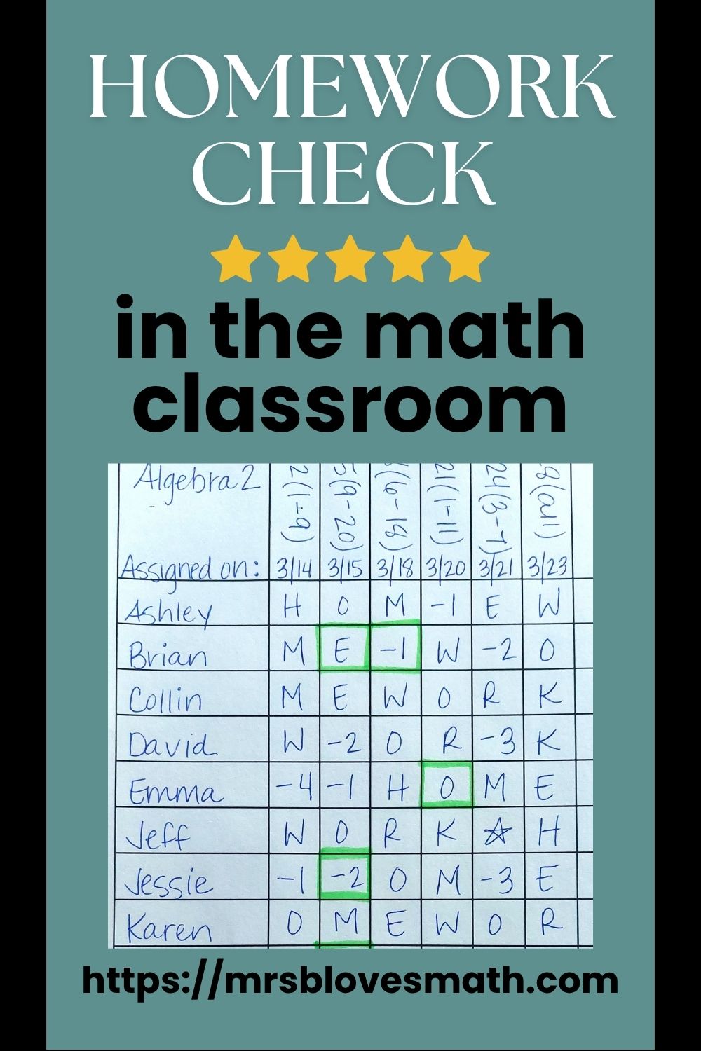 How to complete homework check in the high school math classroom