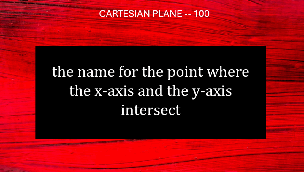 A sample question for a game of 5 low prep review games for the math classroom